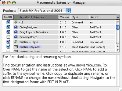 Macromedia Extension Manager